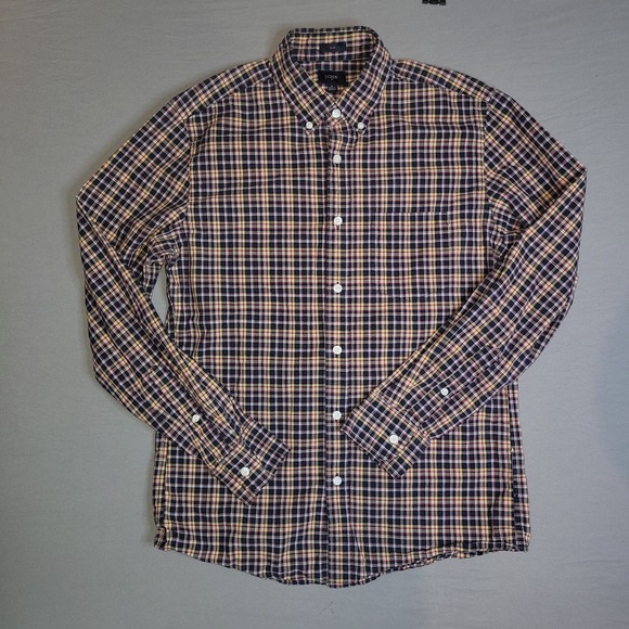 J Crew Slim Button Down Shirt Mens Medium M Blue-Red-Tan - Picture 1 of 4